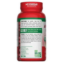 Nature's Truth apple cider vinegar gummies bottle, back label with directions and warnings.