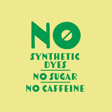 No synthetic dyes, no sugar, no caffeine label text