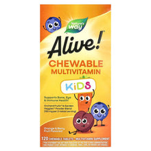 Kids chewable multivitamin box, Nature's Way Alive! orange and berry fruit flavor.