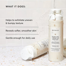 Naturium glycolic acid body wash bottle and cap with foamy cleanser