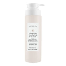 Naturium glycolic acid exfoliating body wash, pump bottle, soft beige