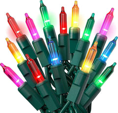 Necano Christmas Lights, Indoor and Outdoor 100 Led Multi Color Mini Lights Twinkle Xmas Tree Lights - 22 ft