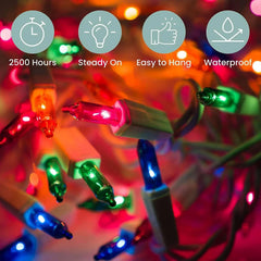 Necano Christmas Lights, Indoor and Outdoor 100 Led Multi Color Mini Lights Twinkle Xmas Tree Lights - 22 ft - USA MEGA SHOP