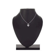 Heart pendant necklace on bust with sterling silver chain and pavé heart