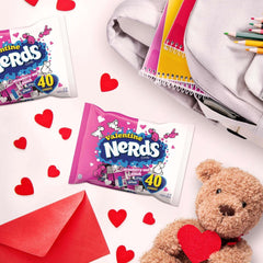 Nerds Valentine's Day Candy, Strawberry and Punch Flavors, Classroom Friendship Exchange Bag, 16.4 oz, 40 Count