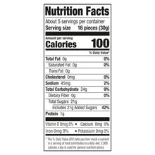 Nutrition Facts panel showing 100 calories per serving for gummy clusters