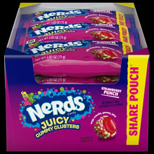 Juicy gummy clusters candy box with Strawberry Punch flavor, purple-pink packaging