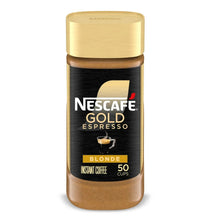 Instant espresso coffee jar with gold lid, black label, Blonde, 50 cups