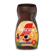 Instant coffee jar front label, Colombia instant coffee and 85 cups