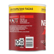 Nescafé Clasico instant coffee canister back with barcode and recycling icons