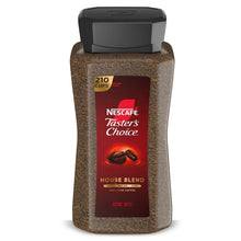 Instant coffee container, House Blend light-medium roast, black cap, 210 cups label