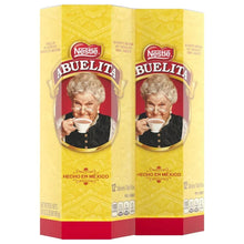 Nestlé Abuelita hot chocolate drink tablets box, front labels with cup graphic