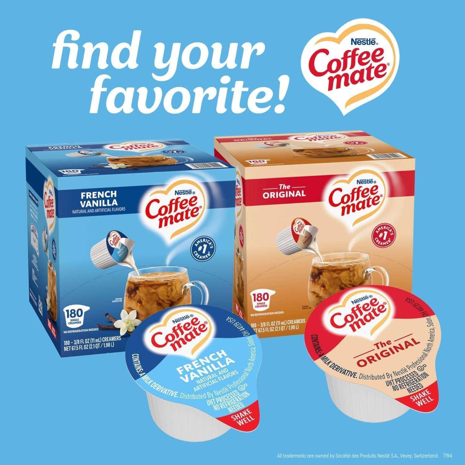 Nestle Coffee-Mate Coffee Creamer Liquid Creamer Singles, French Vanilla, 180 ct.