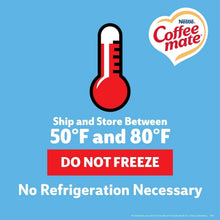 Coffee-Mate liquid creamer shipping and storage graphic: do not freeze