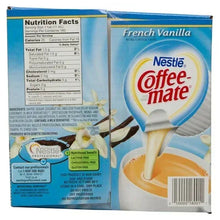 French vanilla Coffee-mate creamer carton with tub and serving information panel