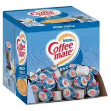 French vanilla Coffee-mate creamer single-serve tub box with tub tops visible