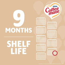 Coffee-mate creamer singles, 9 months shelf life calendar icon.