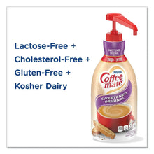 Sweetened original coffee creamer pump bottle with red dispensing head