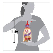 Sweetened coffee creamer pump bottle shown next to a size reference