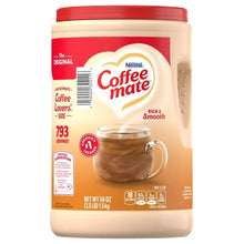 Original powdered coffee creamer container with red lid and front label, 56 oz