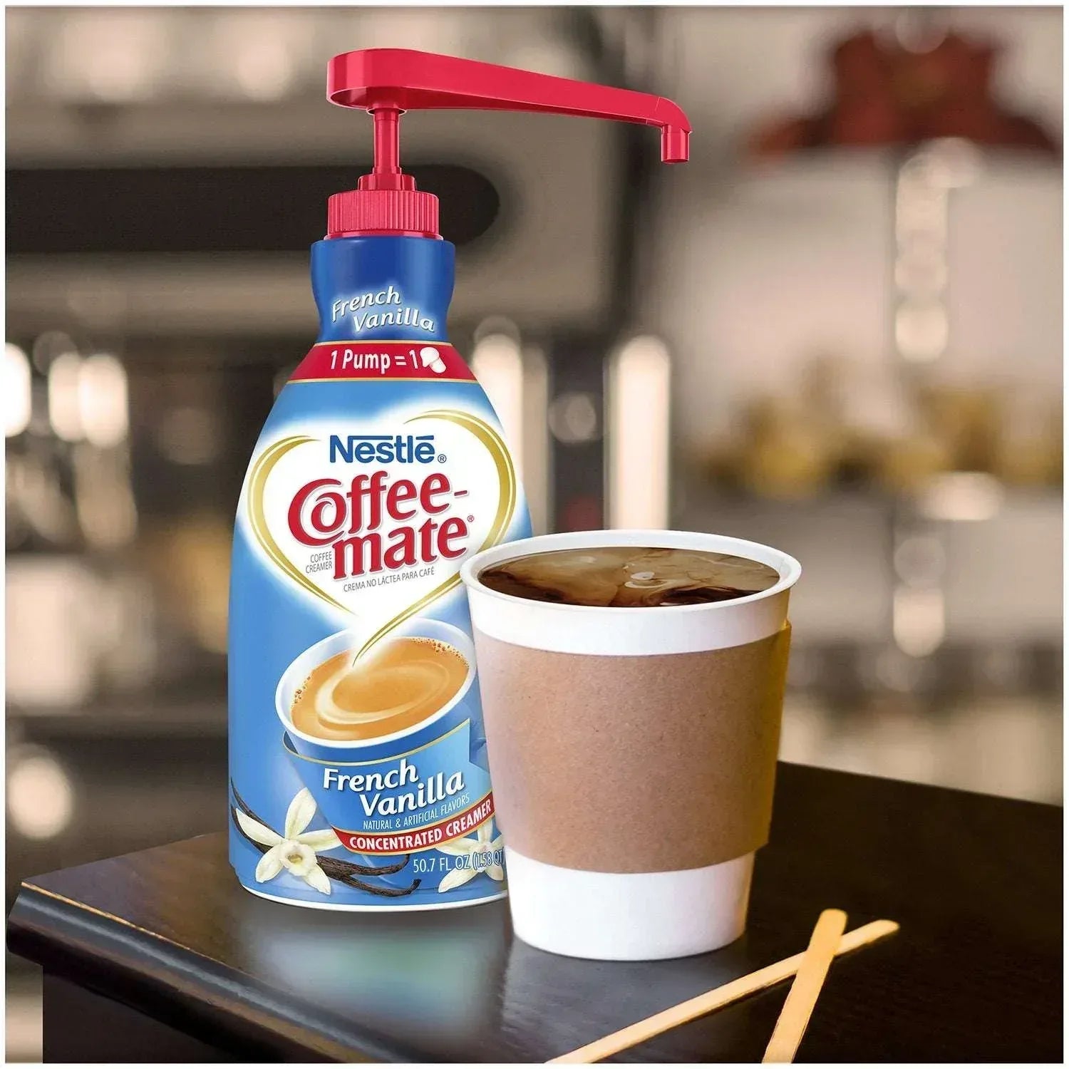Nestle Coffee mate Liquid Creamer Pump, French Vanilla, 50.7 fl. oz.