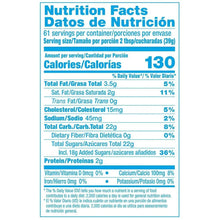 Nutrition facts panel for sweetened condensed milk, 130 calories per serving