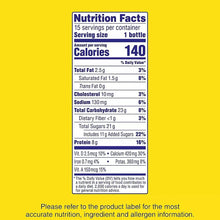 Nutrition facts label for lowfat chocolate milk, calories and nutrients panel.