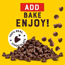 Nestlé Toll House semi-sweet morsels bag with chocolate morsels and “Add Bake Enjoy!” text