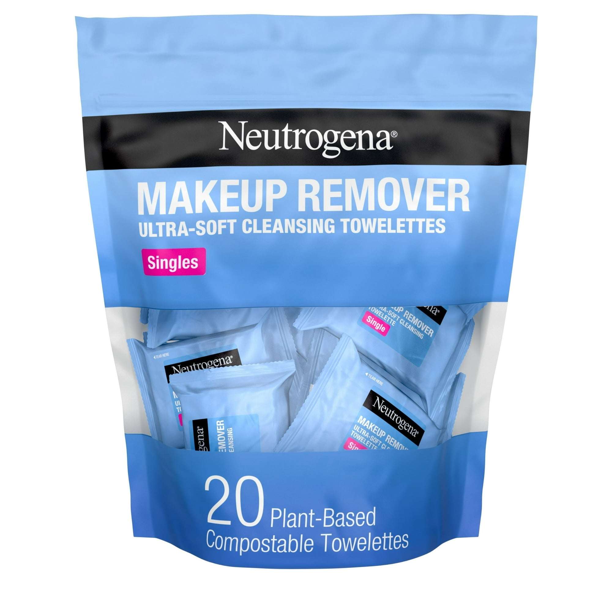 Neutrogena Cleansing Makeup Remover Wipes, Individually Wrapped Facial Wipes, 20 Count