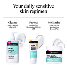 Neutrogena daily sensitive skin regimen featuring Ultra Gentle facial moisturizer products.