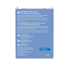 Neutrogena Day & Night makeup remover wipes back panel with directions and ingredients