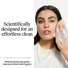 Makeup remover face wipe gently pressed to the cheek