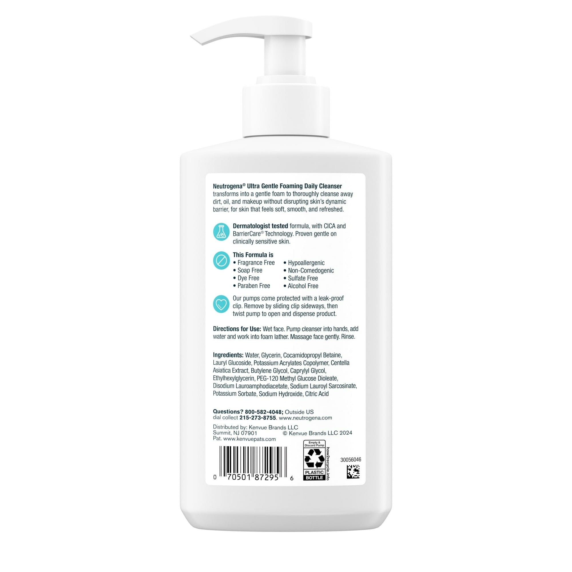 Neutrogena Ultra Gentle Foaming Facial Cleanser, Daily Face Wash, 12 fl. oz