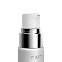 White and silver moisturizer pump bottle with glossy top
