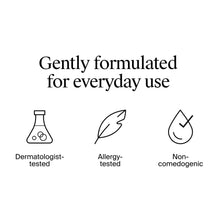 Everyday face moisturizer claim icons: dermatologist-tested, allergy-tested, non-comedogenic