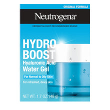 Face water gel moisturizer box with Neutrogena Hydro Boost branding and hyaluronic acid
