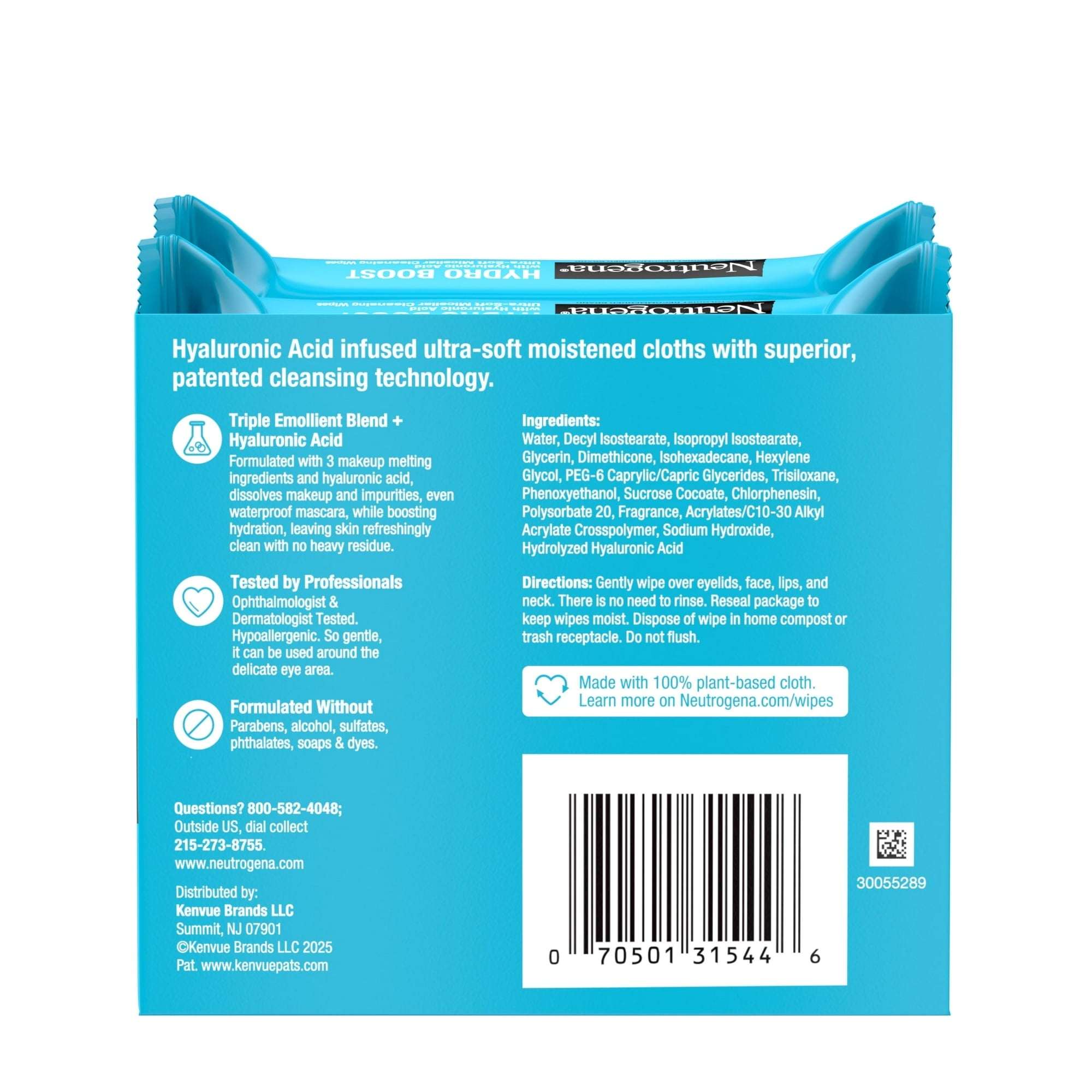 Neutrogena HydroBoost Makeup Remover Face Wipes & Cleansing Towelettes, 25 Count, 2 Pack