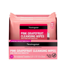 Neutrogena Pink Grapefruit cleansing wipes twin pack, pink box of pre-moistened wipes