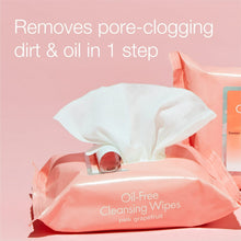 Neutrogena Oil-Free Pink Grapefruit cleansing wipes, opened pack with single wipe