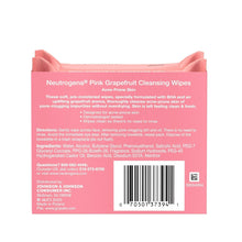 Neutrogena Pink Grapefruit cleansing wipes back panel with barcode and ingredients info