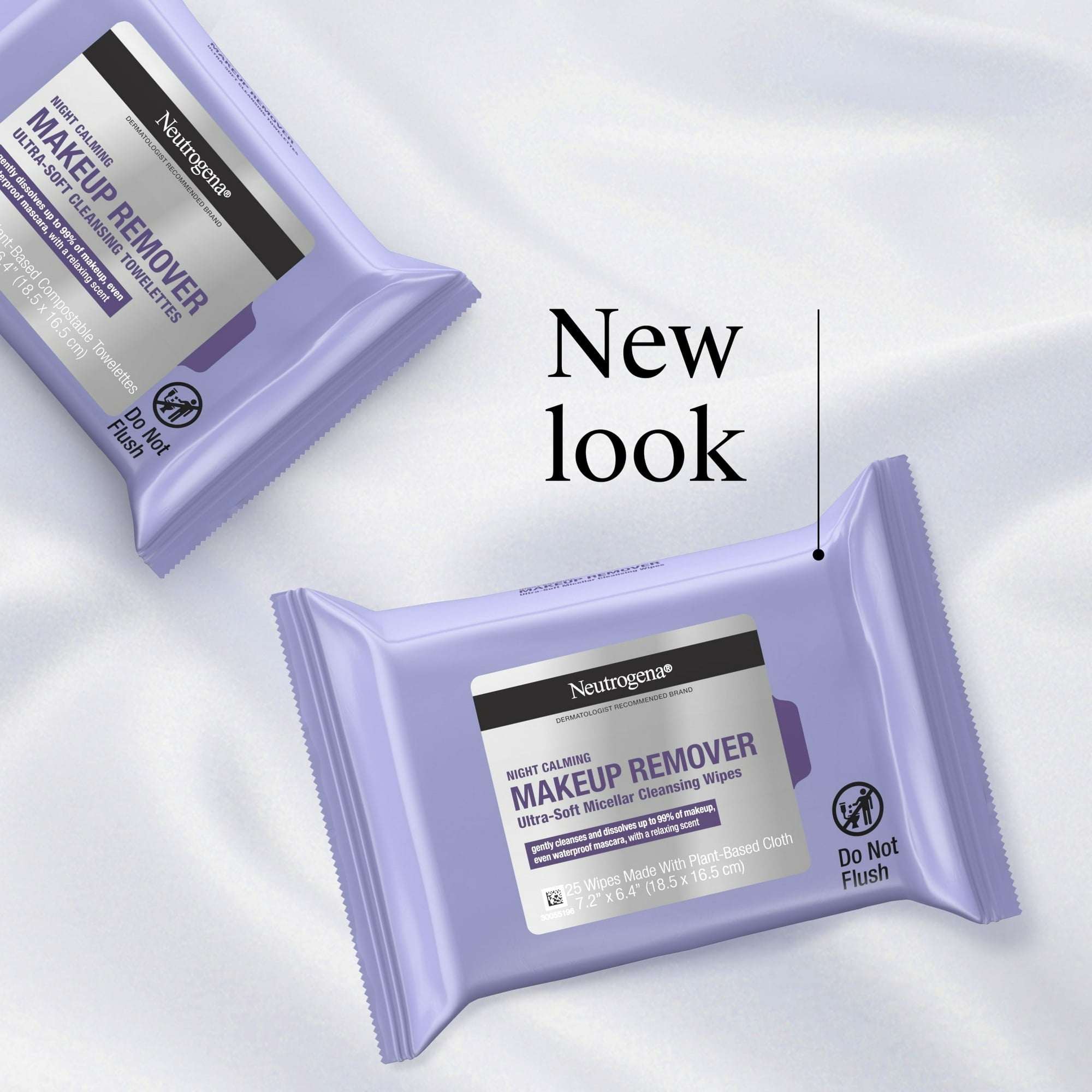 Neutrogena Makeup Remover Night Calming Wipes and Face Cleansing Towelettes, 25 Count