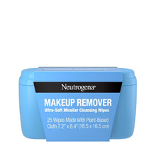 Blue plastic case of Neutrogena makeup remover cleansing wipes, flip-top lid
