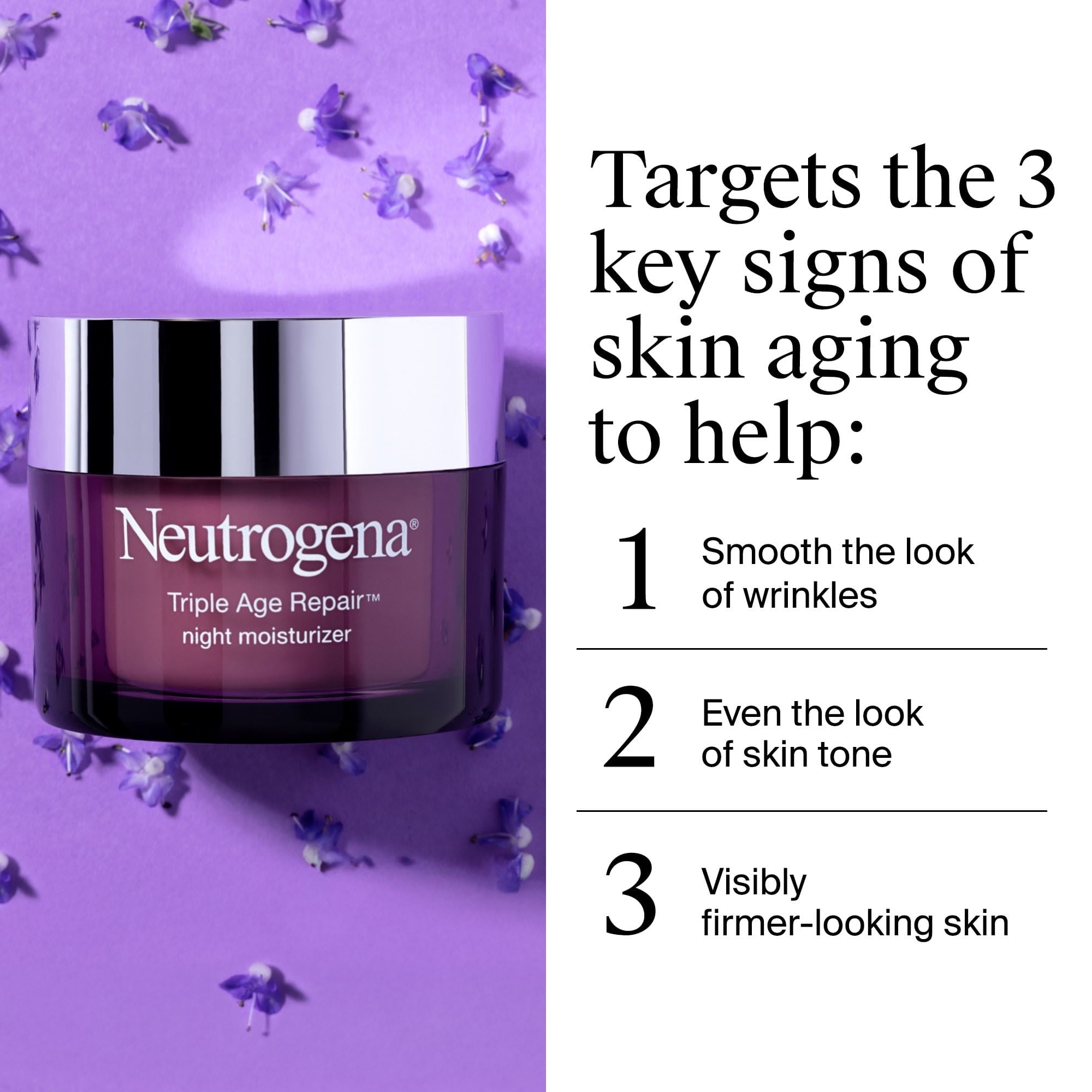 Neutrogena Triple Age Repair Night Cream Face Moisturizer, 1.7 oz