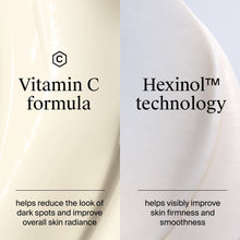 Face cream product panel showing Vitamin C and Hexinol technology