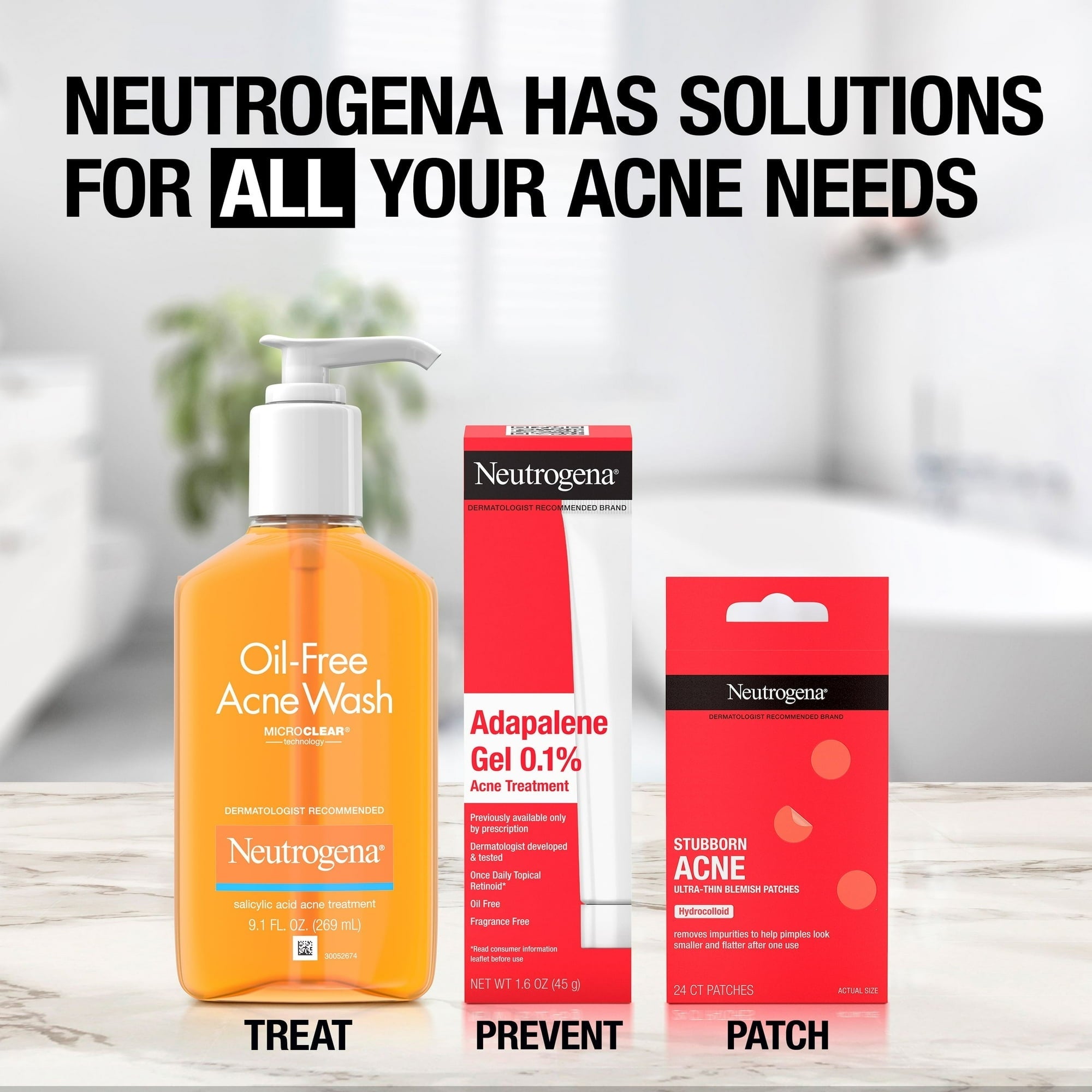 Neutrogena Acne Solutions: Cleanser, Treatment, & Patches, 3 Items