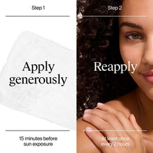 Sunscreen application instructions: apply generously, then reapply every 2 hours