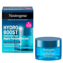 Neutrogena Hydro Boost Night Pressed Serum box and blue serum jar