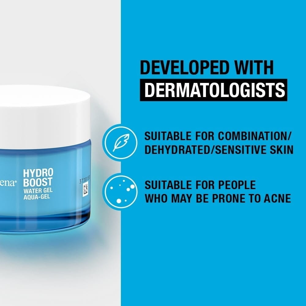Neutrogena Hydro Boost Water Gel jar with white lid and dermatologists badge