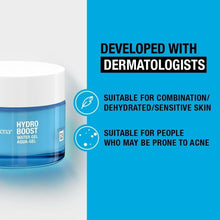 Neutrogena Hydro Boost Water Gel jar with white lid and dermatologists badge