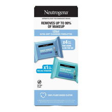 Neutrogena makeup remover wipes box, 125 count, ultra-soft cleansing cloths